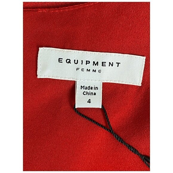 Equipment Short Faun Dress NWT $475 in Aura Orange / Poppy Red Women's Size 4 - Picture 4 of 13
